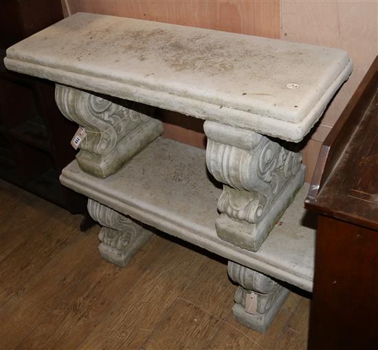 A pair of reconstituted stone Roman garden seats W.98cm